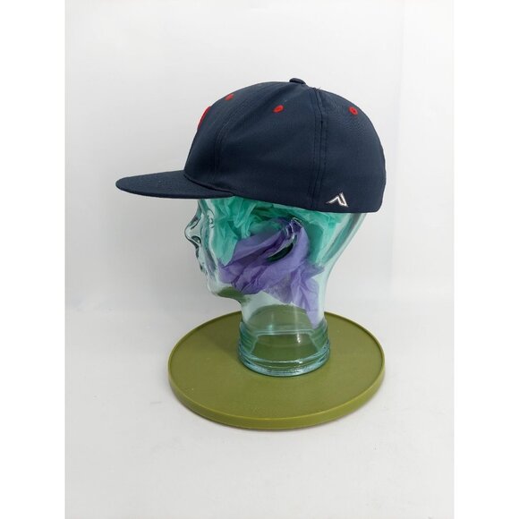 D-Series Baseball Cap With Embroidered Red "R" Logo Navy Blue With Gray Undervis - Picture 4 of 5